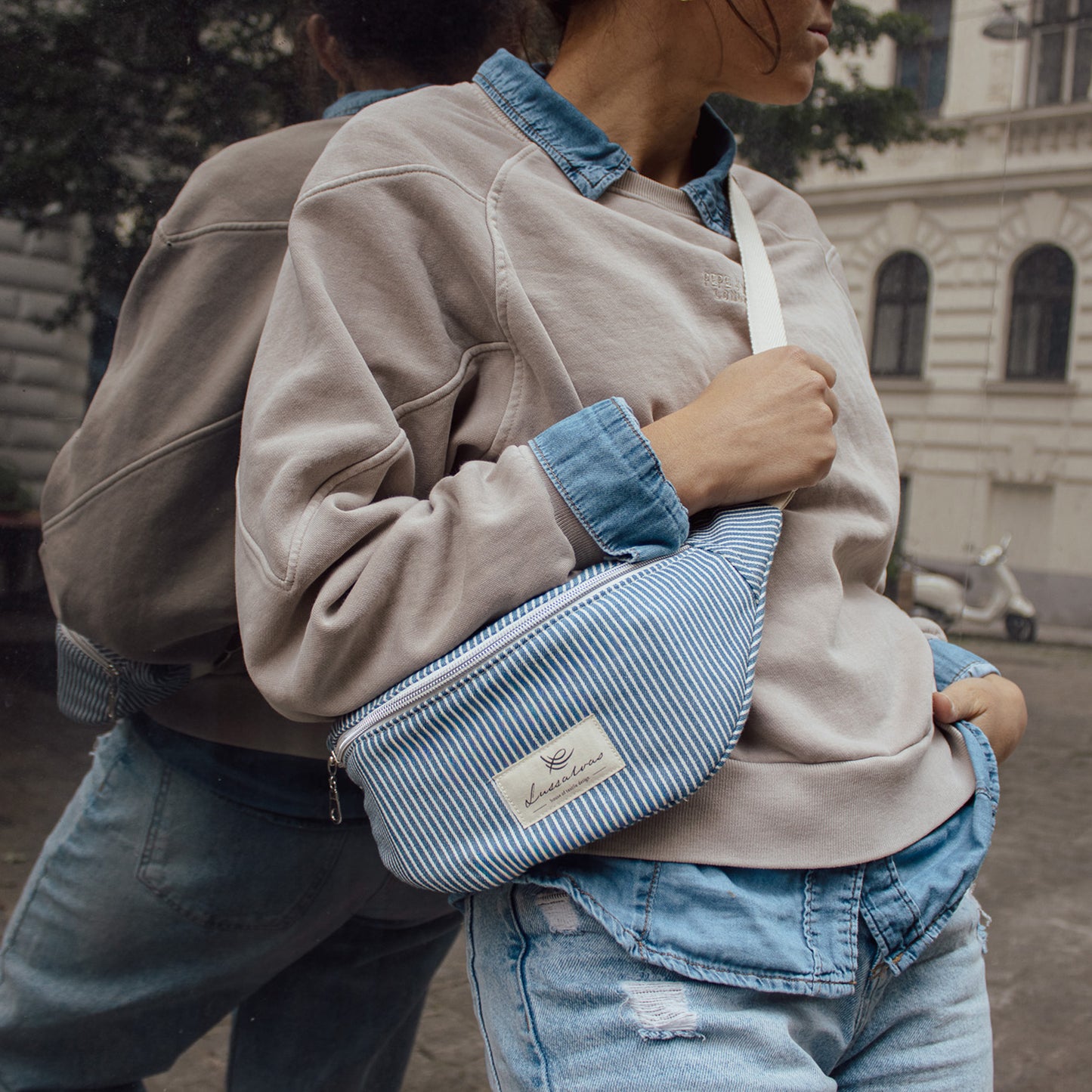 SARAH DENIM STRIPES | CROSSBODY BAUMWOLLE