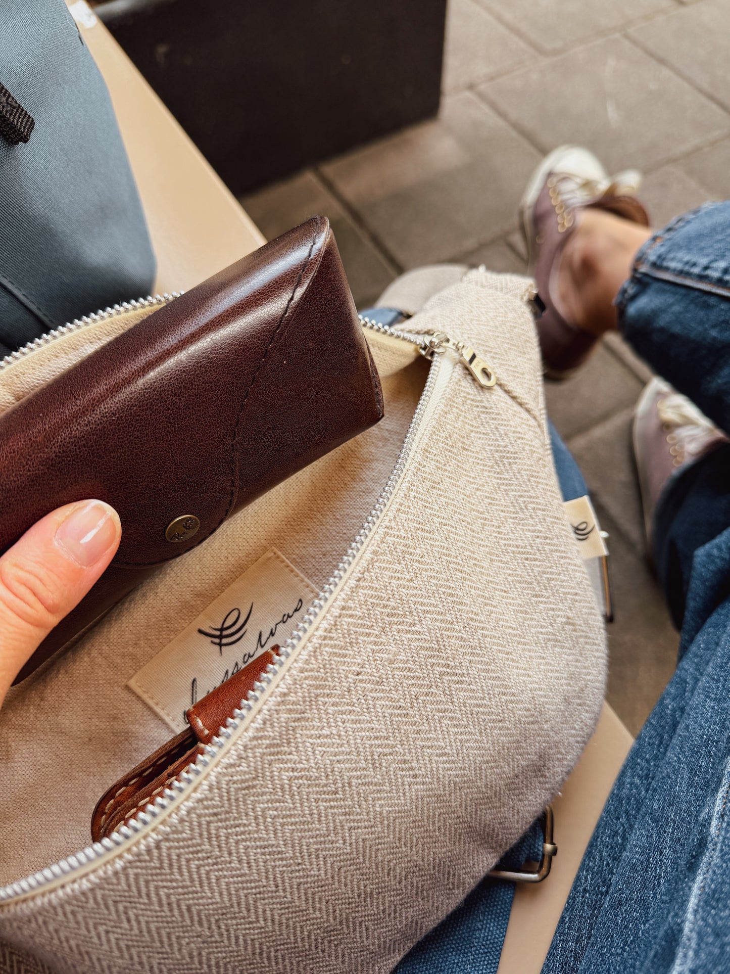 SARAH ÂME | CROSSBODY LEINEN & BAUMWOLLE SILBER