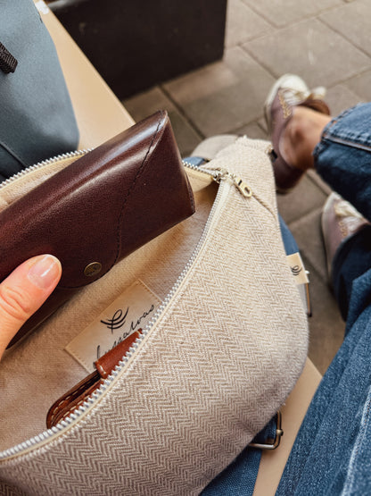 SARAH ÂME | CROSSBODY LEINEN & BAUMWOLLE SILBER