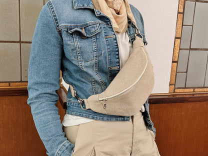 SARAH ÂME | CROSSBODY LEINEN & BAUMWOLLE SILBER